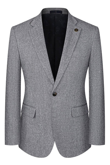 3 Piece Slim Fit Notched Lapel Men's Grey Suits